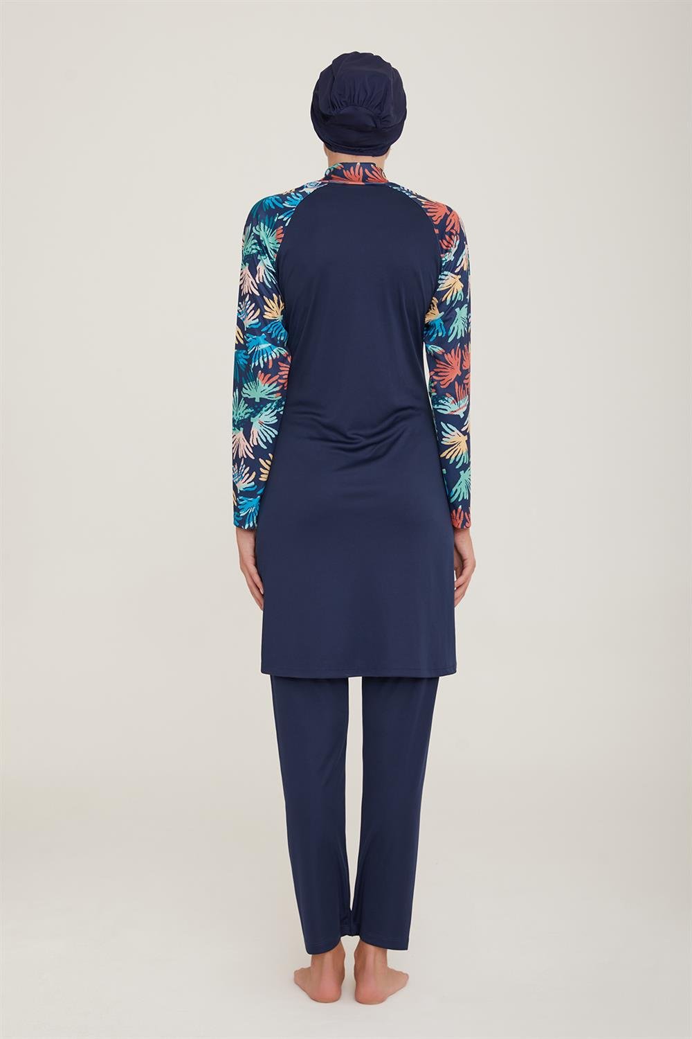 Likralı Tam Kapalı Tesettür Mayo Aksa 1 9013 Koyu Lacivert Remsa Mayo