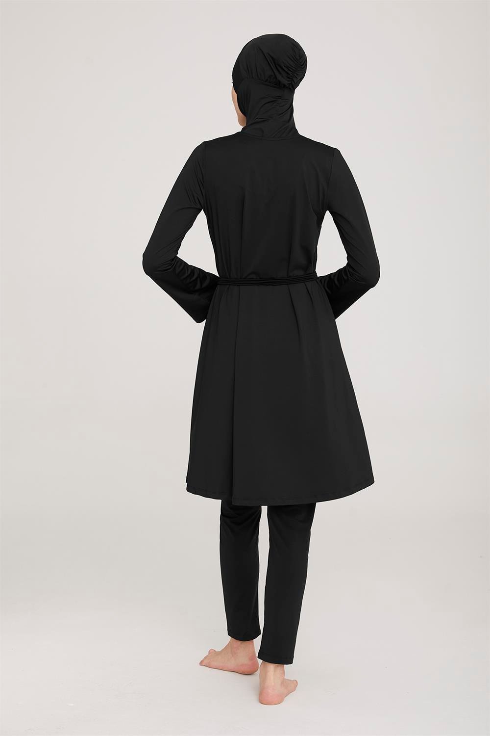 Likralı Tam Kapalı Tesettür Mayo Alyson 8031 Siyah Remsa Mayo