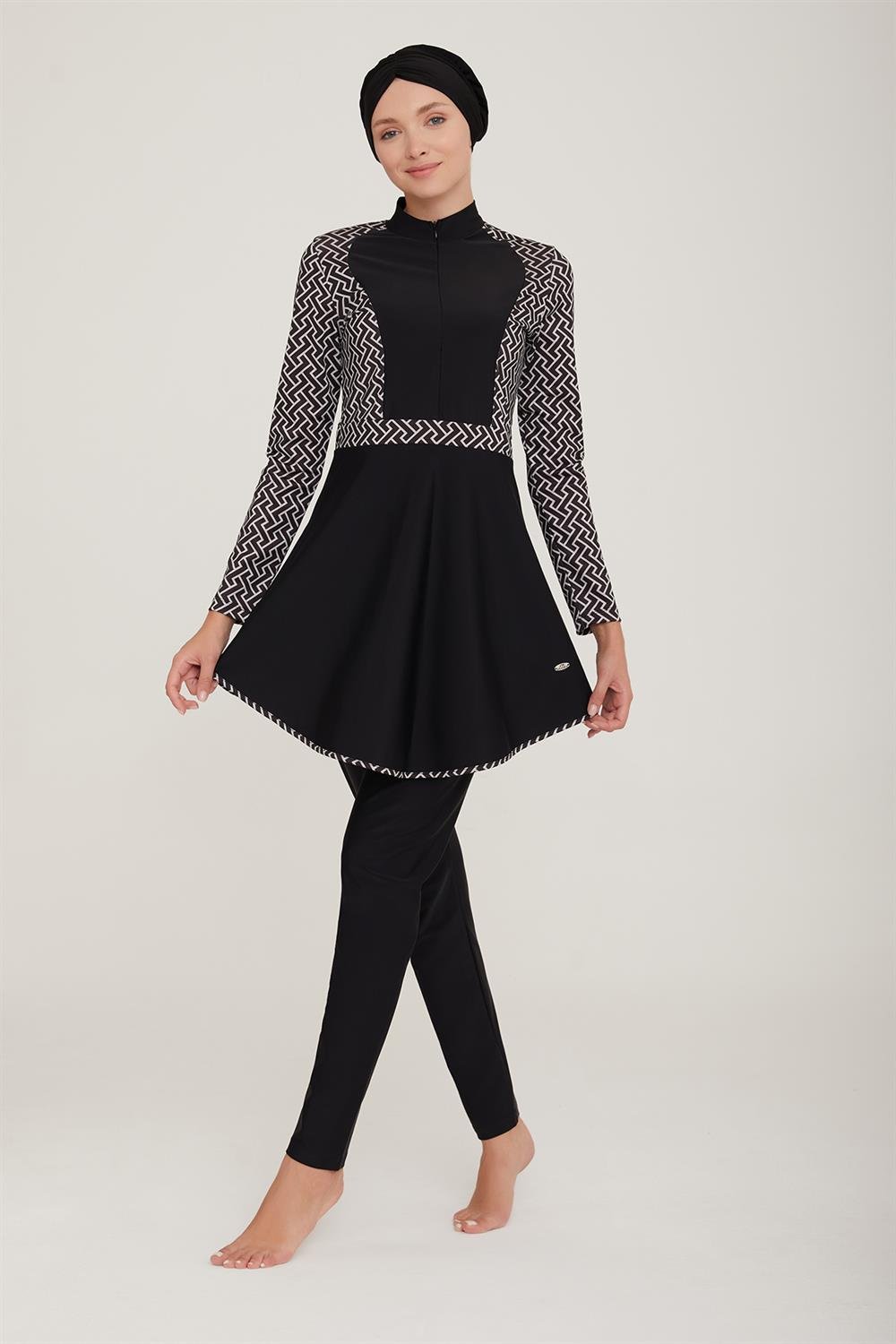 Likralı Tam Kapalı Tesettür Mayo Andromeda 2 4427 Siyah Remsa Mayo