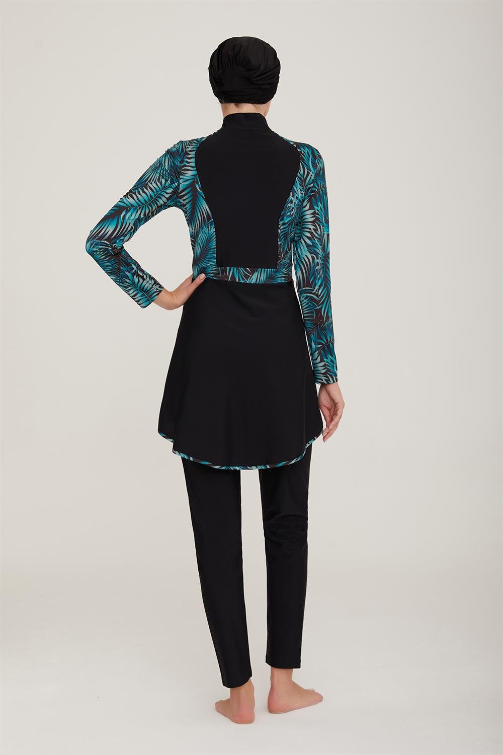 Likralı Tam Kapalı Tesettür Mayo Andromeda 1 4428 Siyah Remsa Mayo