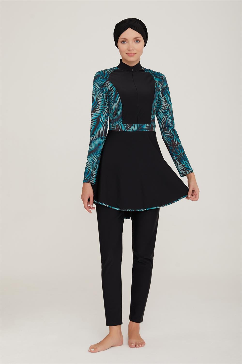 Likralı Tam Kapalı Tesettür Mayo Andromeda 1 4428 Siyah Remsa Mayo