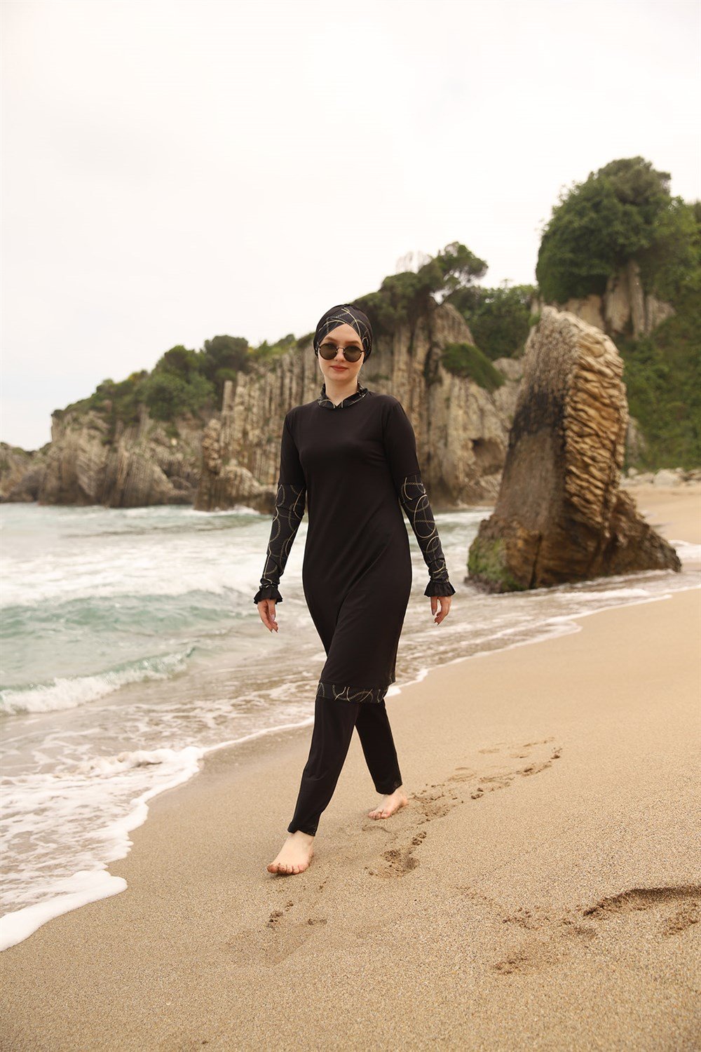 Likralı Tam Kapalı Tesettür Mayo Ayşegül Zincir