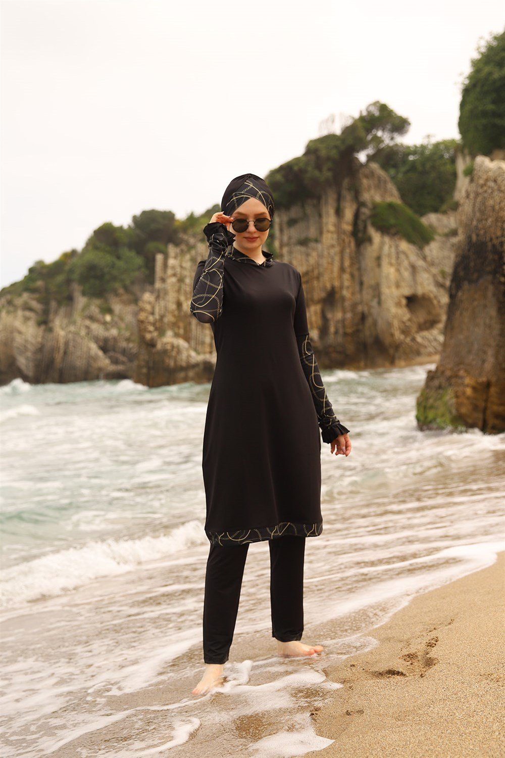 Likralı Tam Kapalı Tesettür Mayo Ayşegül Zincir