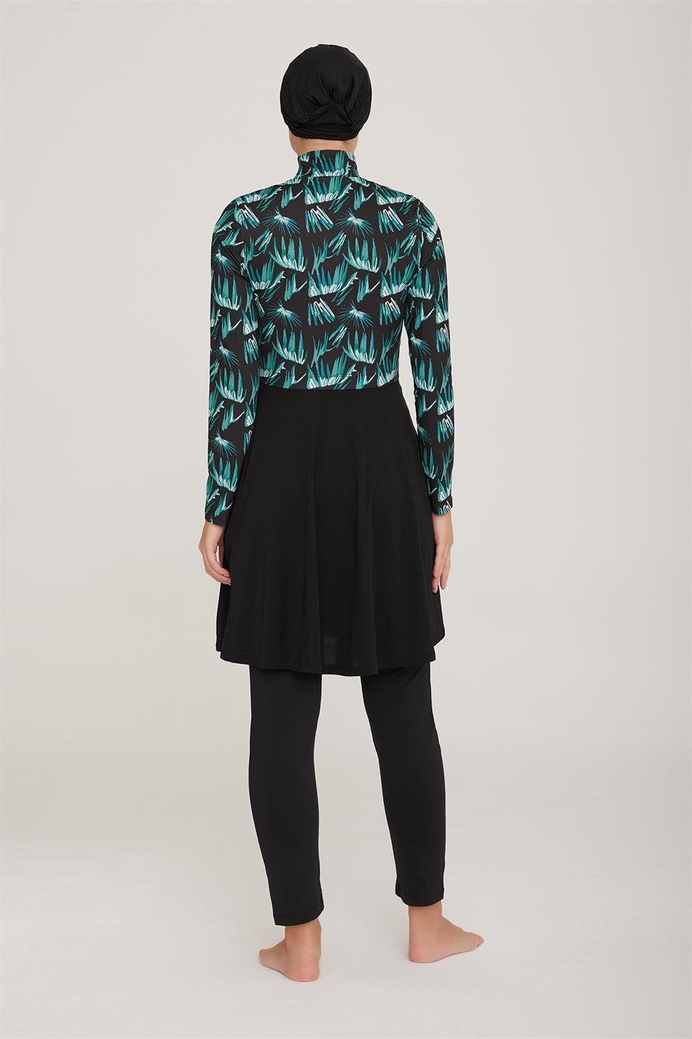 Likralı Tam Kapalı Tesettür Mayo Balkır 1 8015 Siyah Remsa Mayo