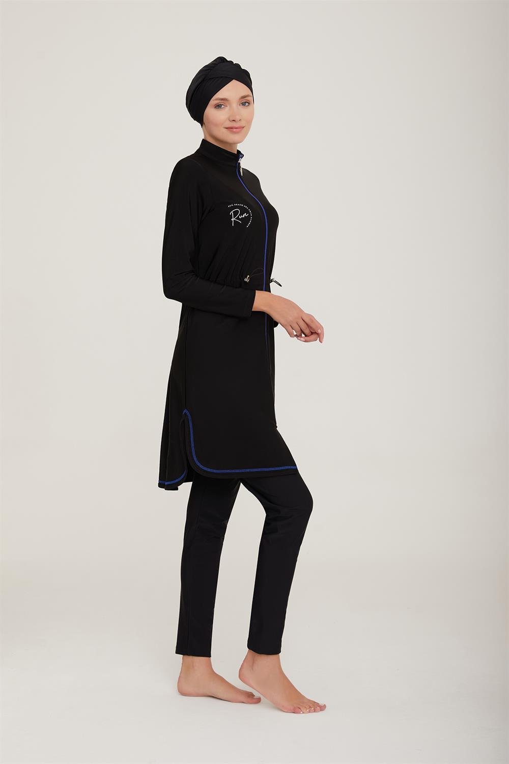 Likralı Tam Kapalı Tesettür Mayo Chrıs 4440 Siyah Remsa Mayo