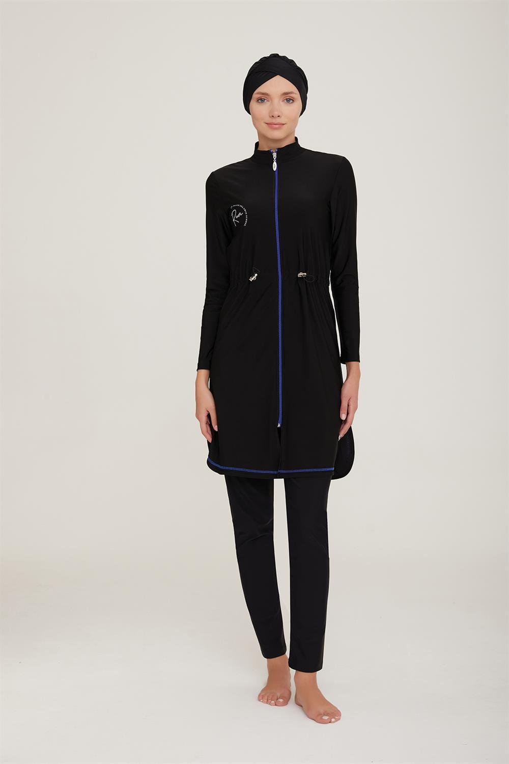 Likralı Tam Kapalı Tesettür Mayo Chrıs 4440 Siyah Remsa Mayo