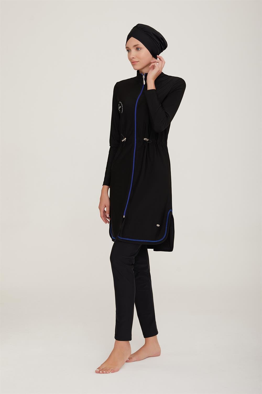 Likralı Tam Kapalı Tesettür Mayo Chrıs 4440 Siyah Remsa Mayo