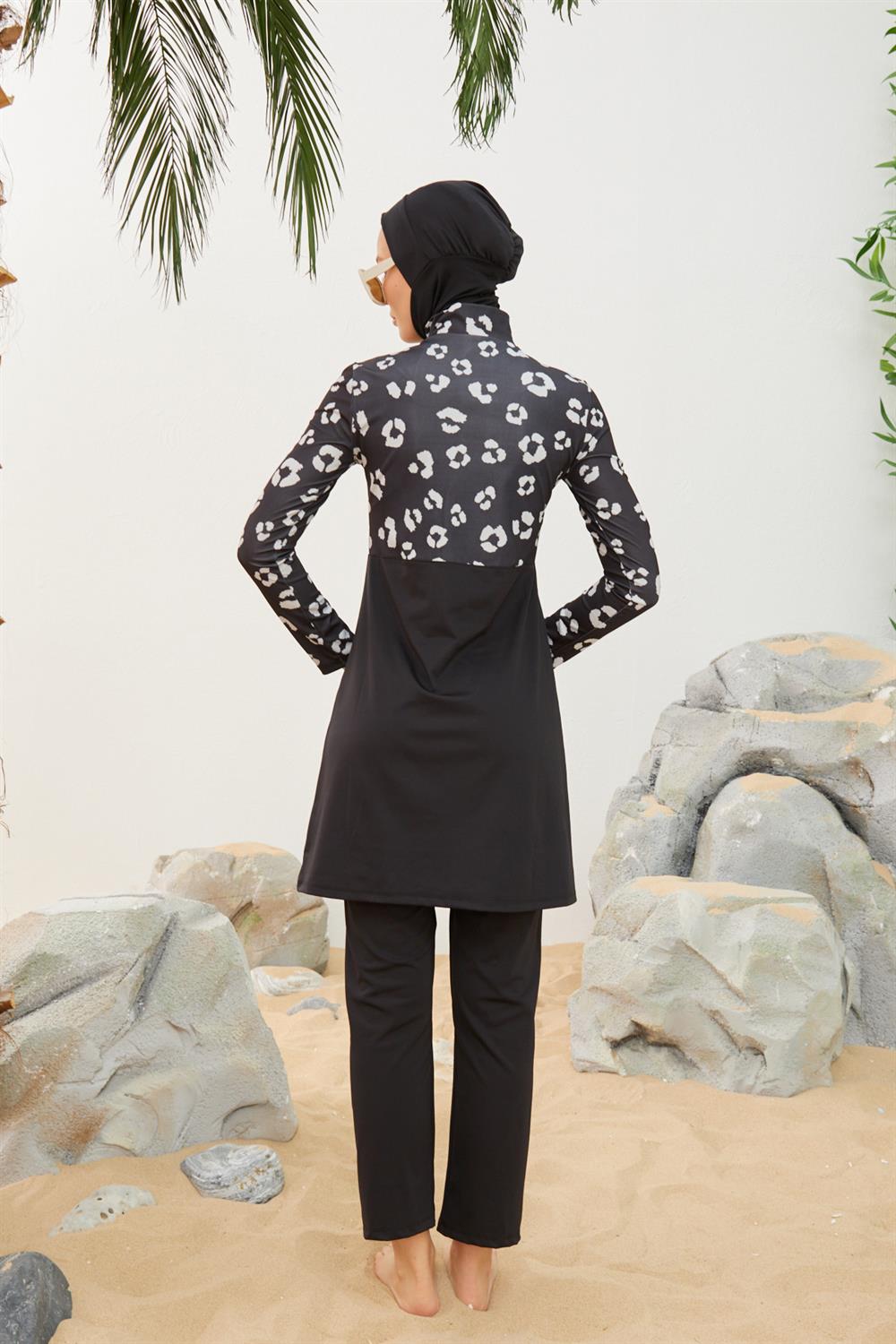 Likralı Tam Kapalı Tesettür Mayo Deniz Mayosu T2123-18