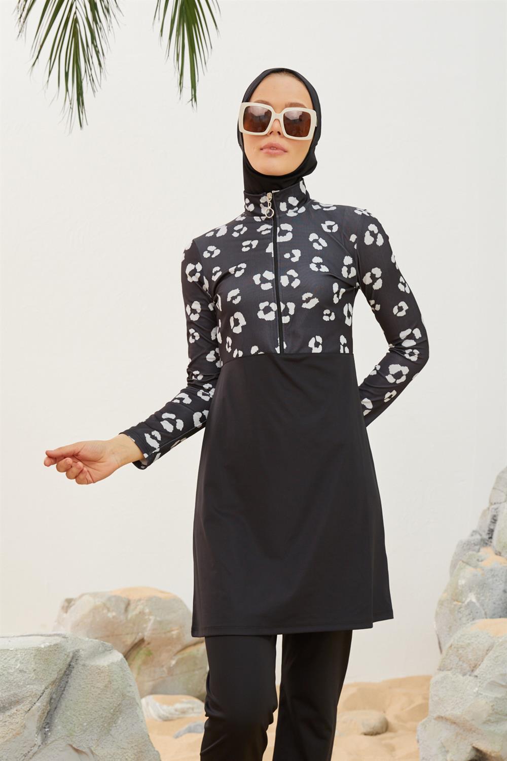 Likralı Tam Kapalı Tesettür Mayo Deniz Mayosu T2123-18