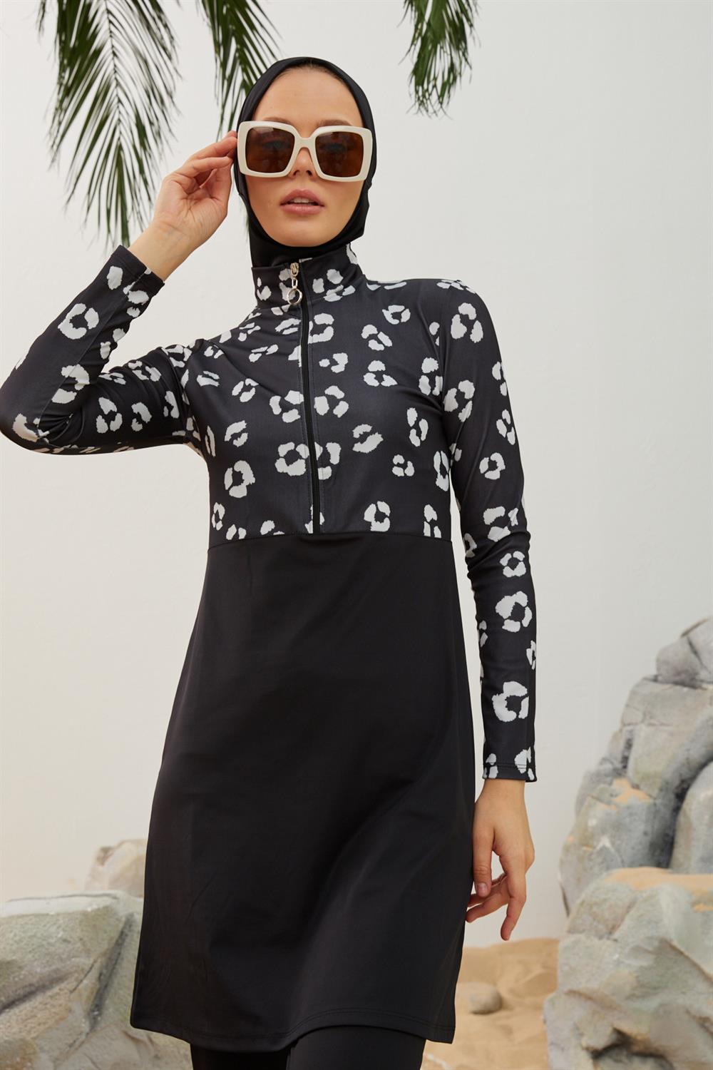 Likralı Tam Kapalı Tesettür Mayo Deniz Mayosu T2123-18