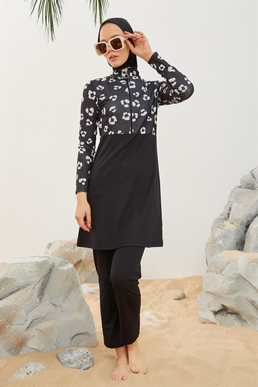 Likralı Tam Kapalı Tesettür Mayo Deniz Mayosu T2123-18