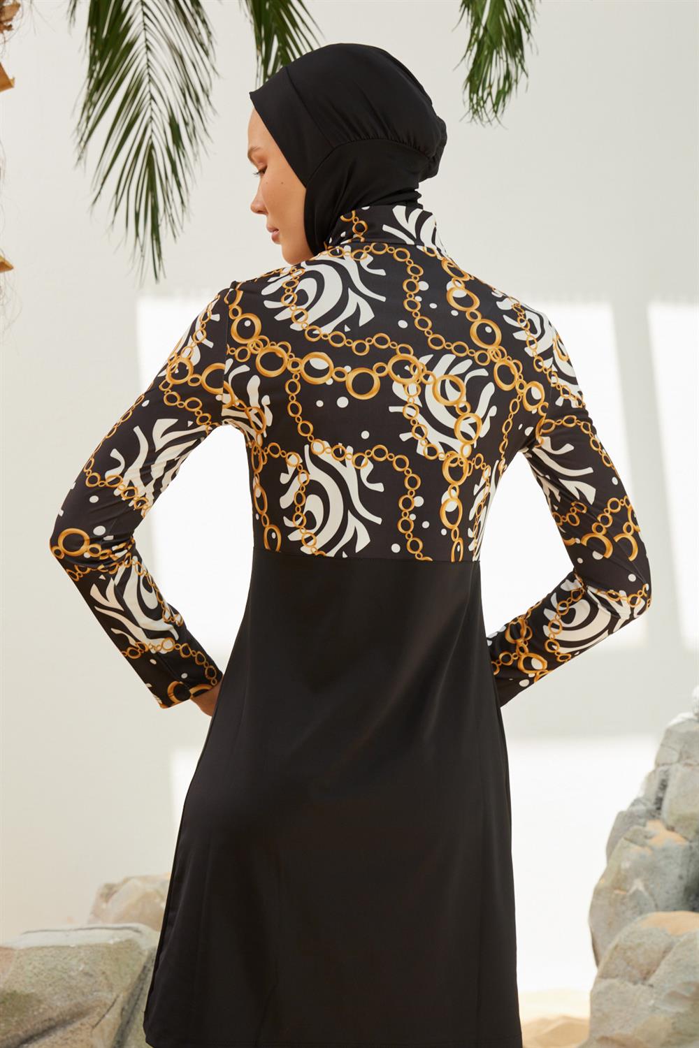 Likralı Tam Kapalı Tesettür Mayo Deniz Mayosu T2123-24