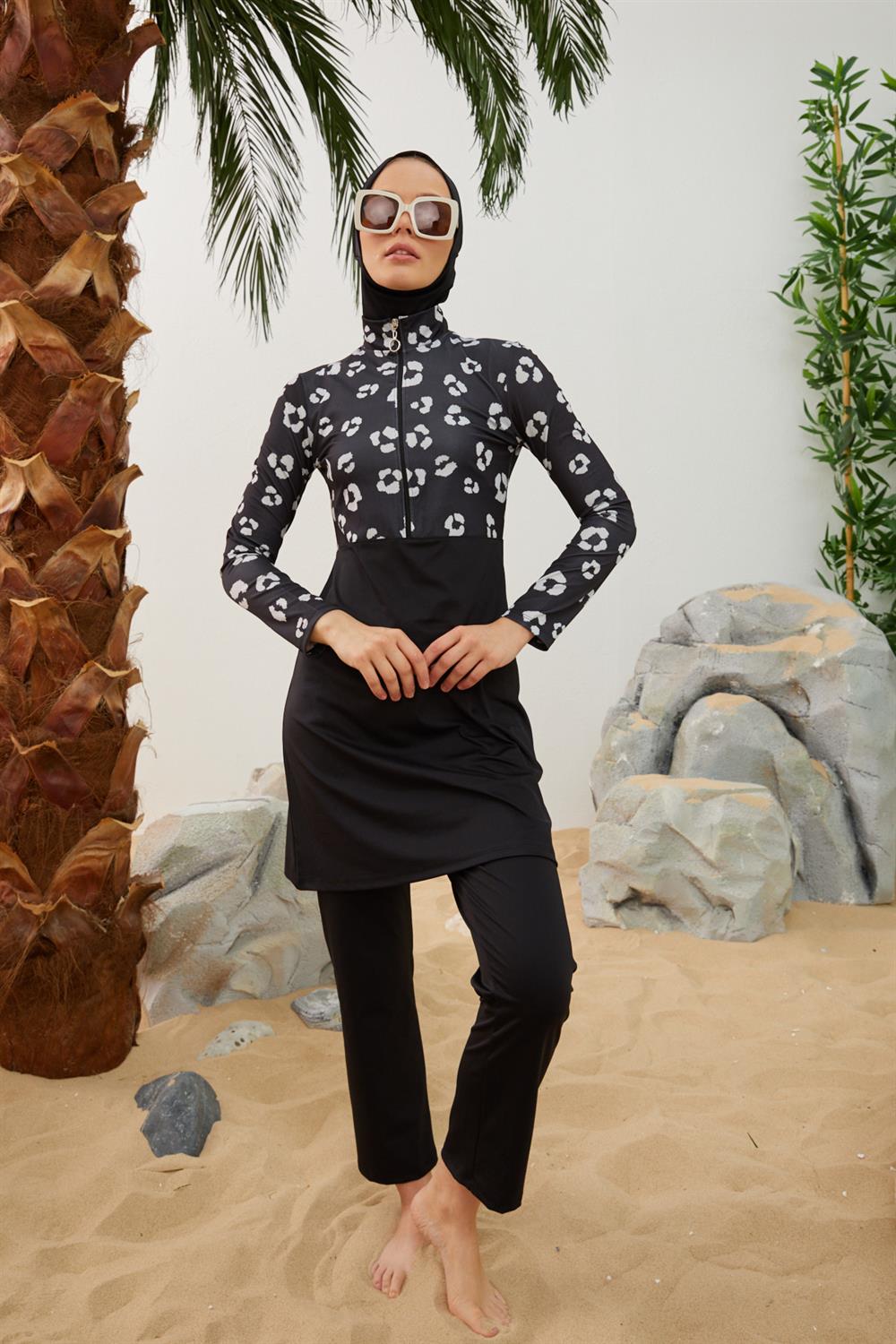 Likralı Tam Kapalı Tesettür Mayo Deniz Mayosu T2123-18