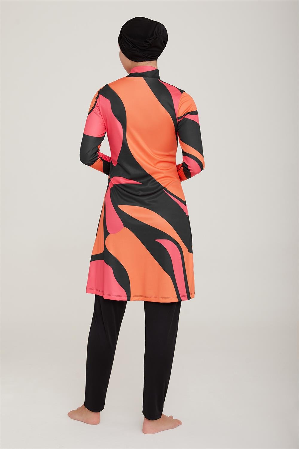 Likralı Tam Kapalı Tesettür Mayo Derek 9006 Siyah Remsa Mayo