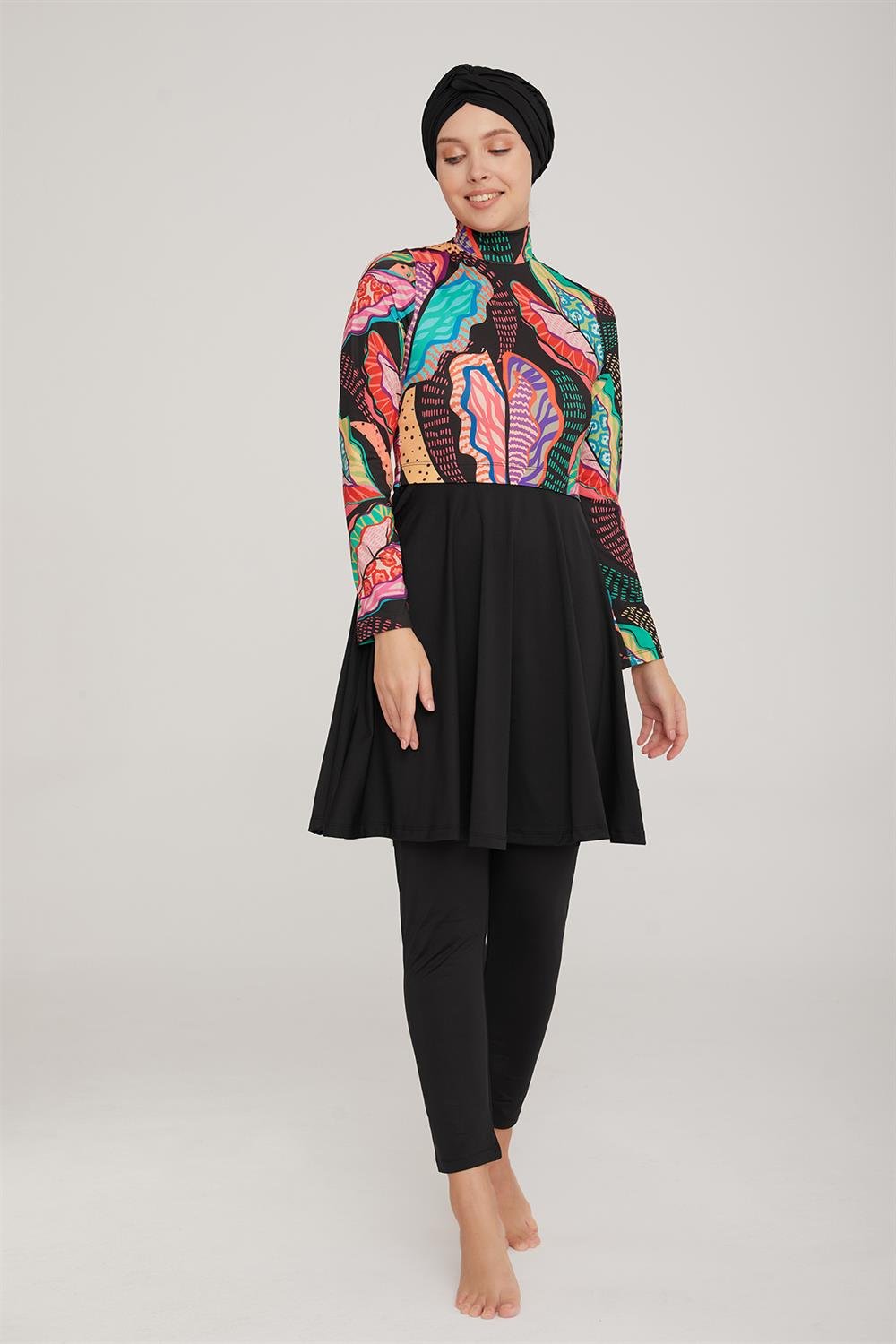 Likralı Tam Kapalı Tesettür Mayo Elıa 3 8014 Siyah Remsa Mayo