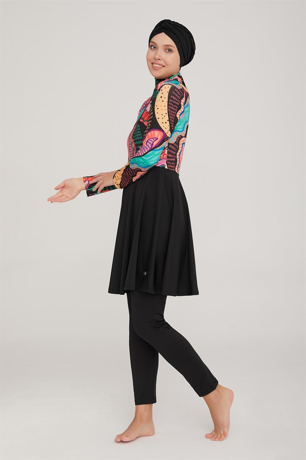 Likralı Tam Kapalı Tesettür Mayo Elıa 3 8014 Siyah Remsa Mayo