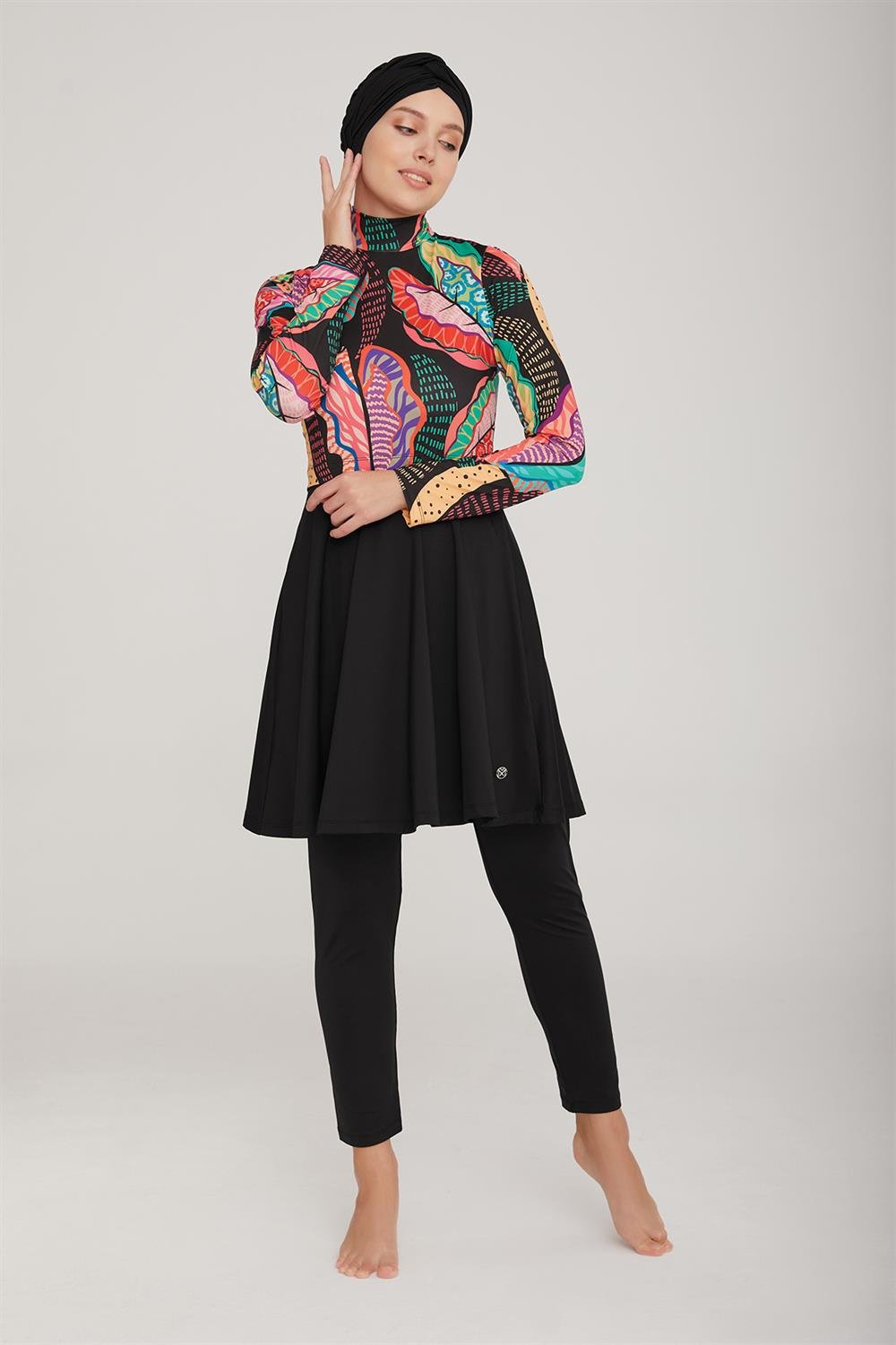 Likralı Tam Kapalı Tesettür Mayo Elıa 3 8014 Siyah Remsa Mayo