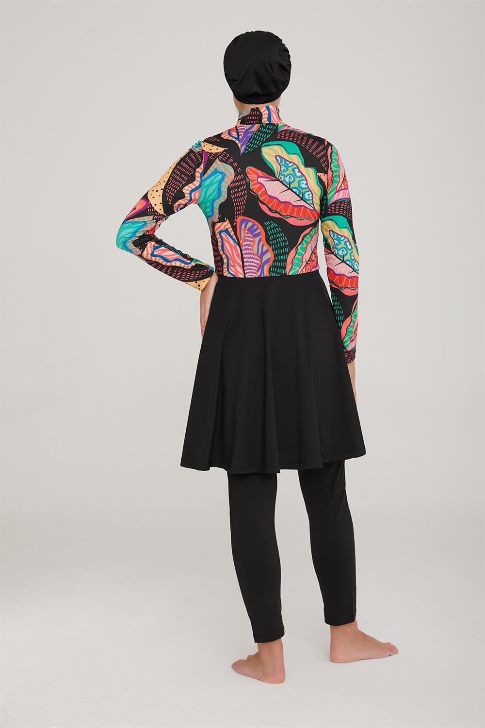 Likralı Tam Kapalı Tesettür Mayo Elıa 3 8014 Siyah Remsa Mayo