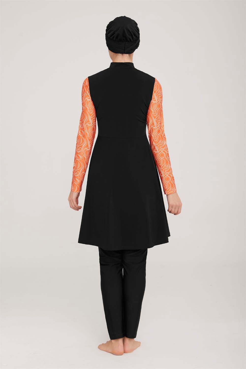 Likralı Tam Kapalı Tesettür Mayo Farah 4426 Siyah Remsa Mayo