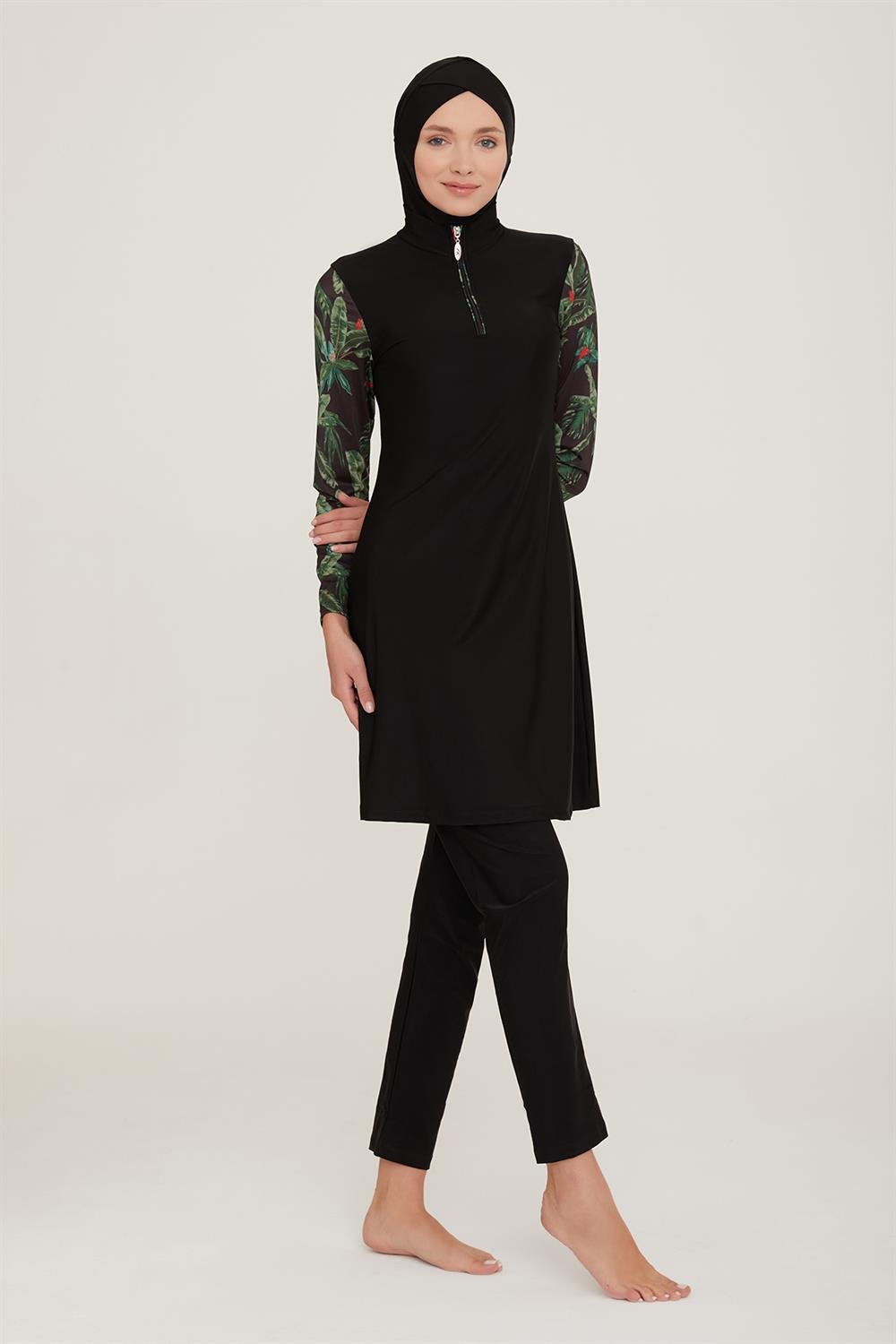 Likralı Tam Kapalı Tesettür Mayo Harry 4425 Siyah Remsa Mayo