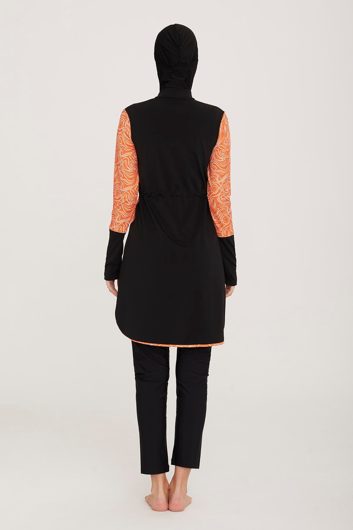 Likralı Tam Kapalı Tesettür Mayo ıNESA 1 4430 Siyah Remsa Mayo