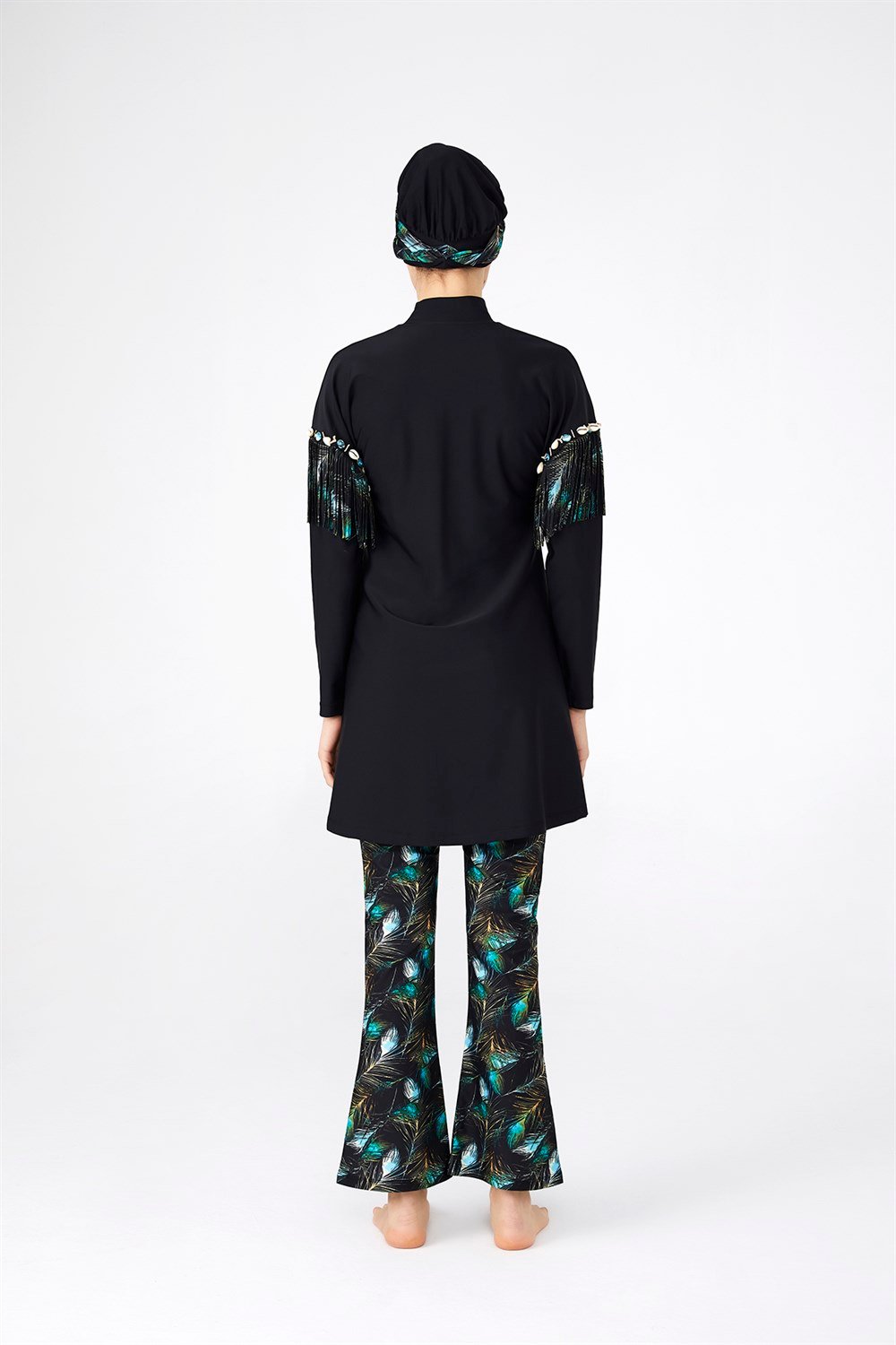 Likralı Tam Kapalı Tesettür Mayo İspanyol 4255 Siyah