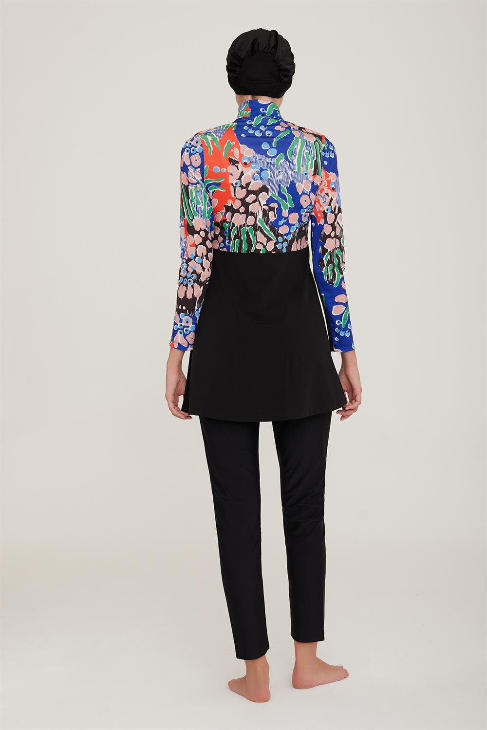 Likralı Tam Kapalı Tesettür Mayo Jacob 3 4422 Siyah Remsa Mayo