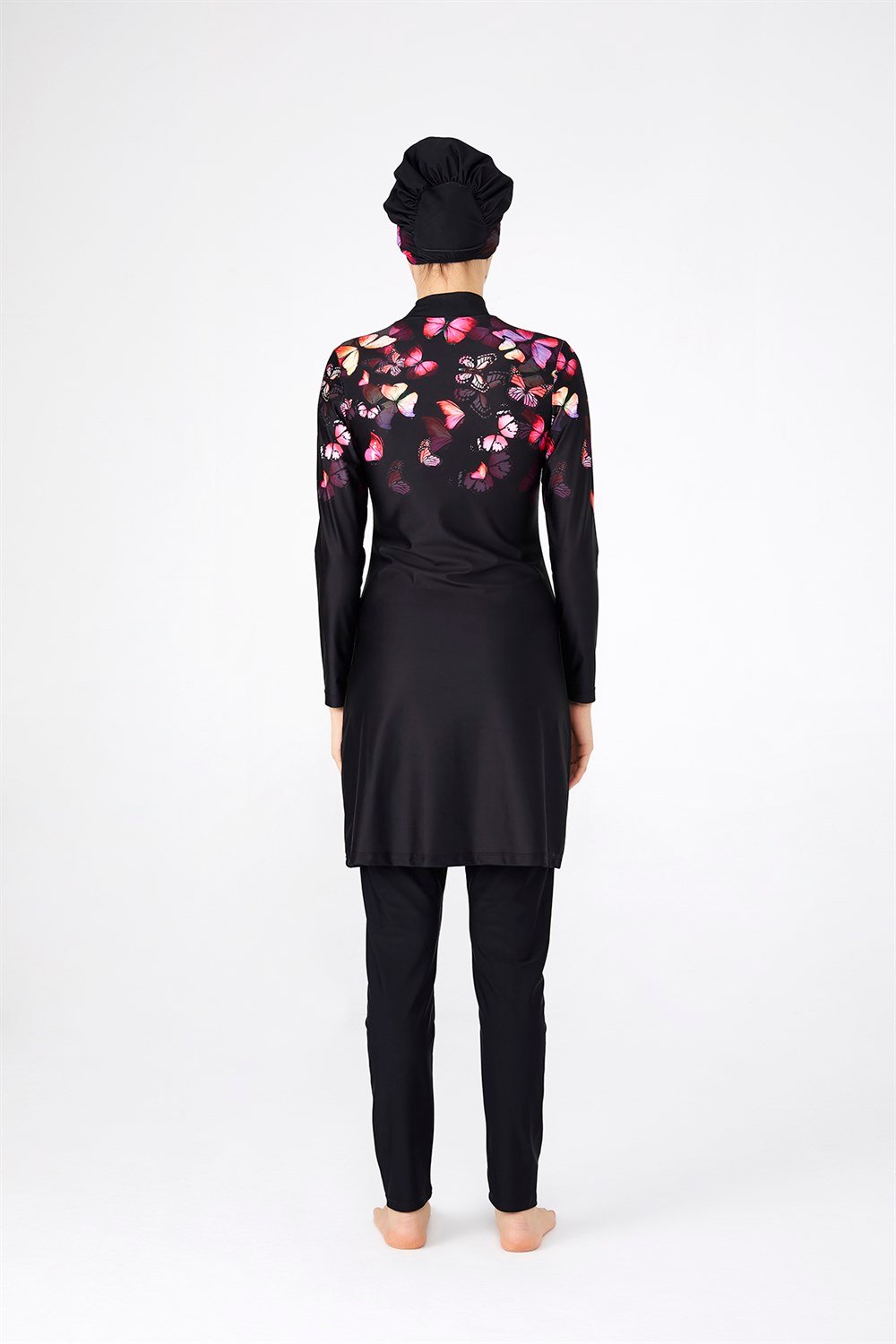 Likralı Tam Kapalı Tesettür Mayo Kelebek Etkisi 4262 Siyah