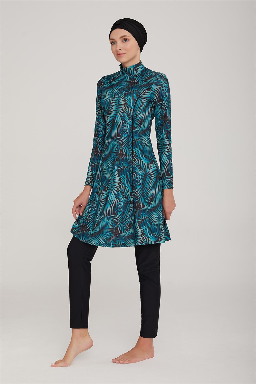 Likralı Tam Kapalı Tesettür Mayo London 4400 Siyah Remsa Mayo