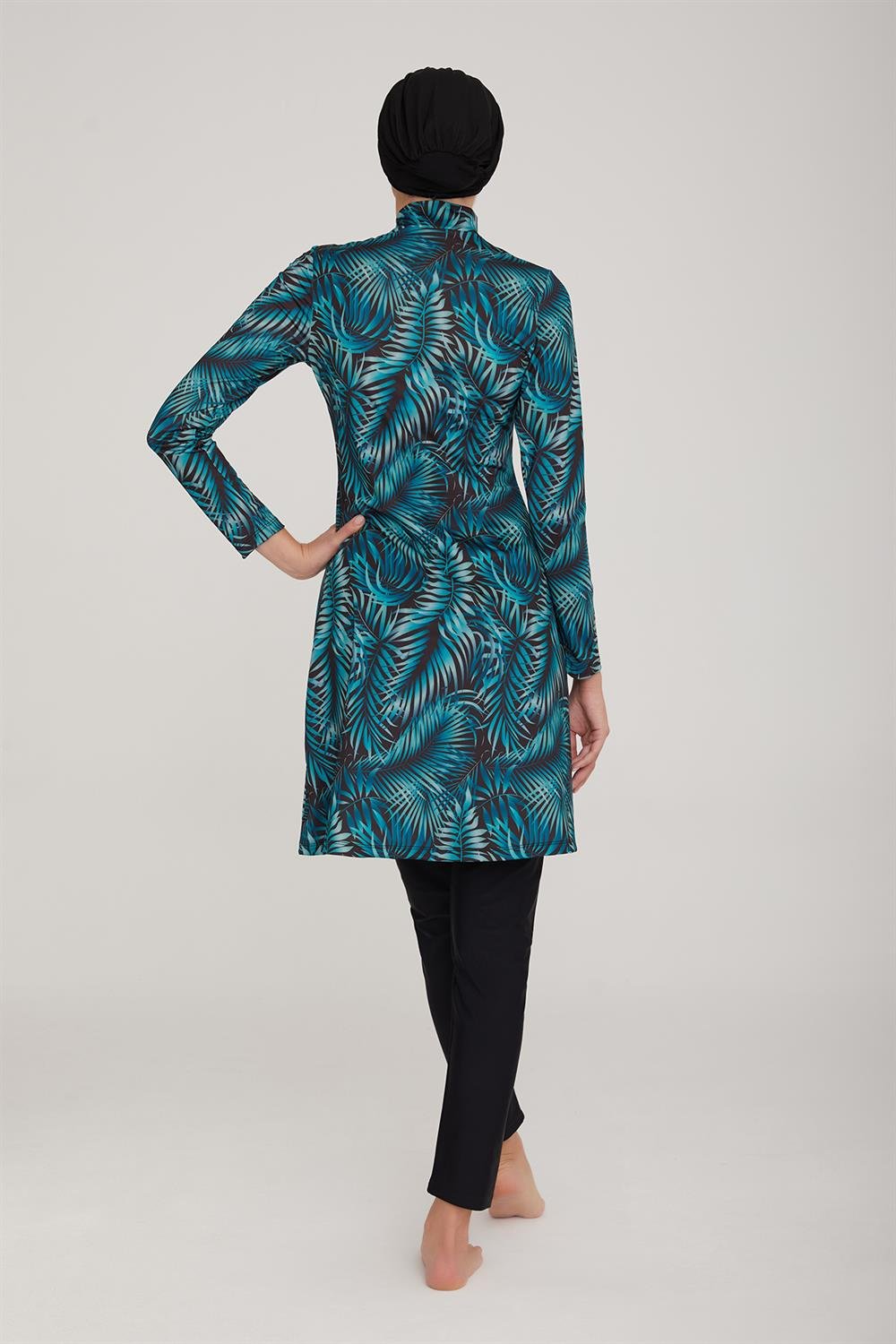 Likralı Tam Kapalı Tesettür Mayo London 4400 Siyah Remsa Mayo