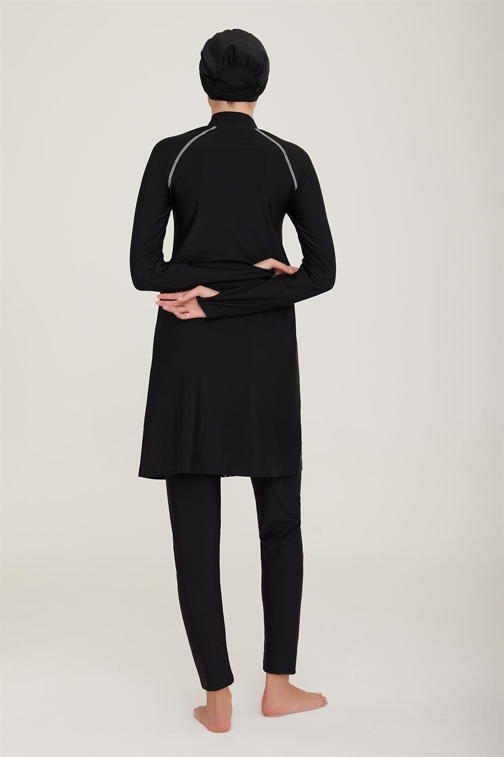 Likralı Tam Kapalı Tesettür Mayo Macella 4420 Siyah Remsa Mayo