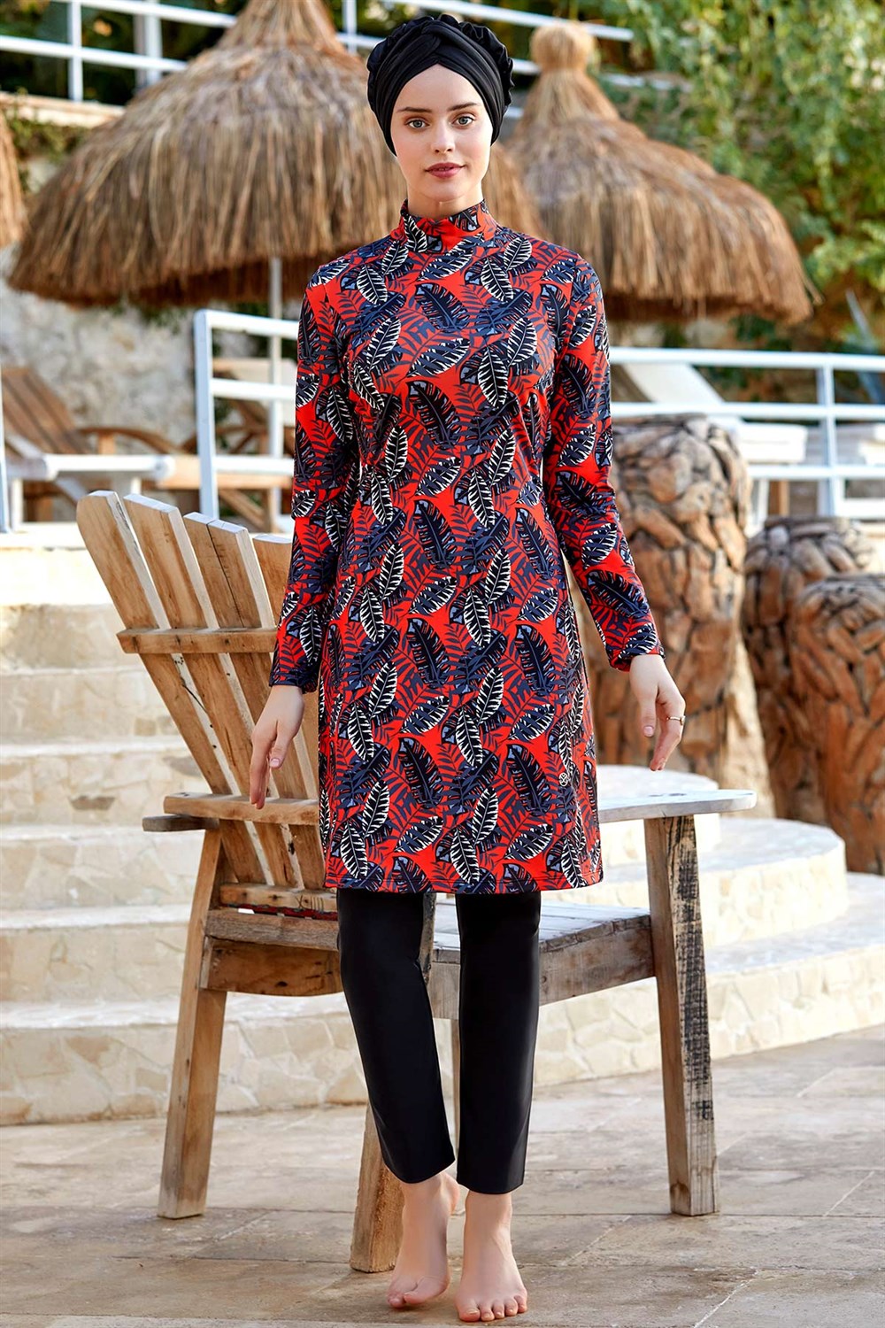 Likralı Tam Kapalı Tesettür Mayo Maresiva 0511 Siyah