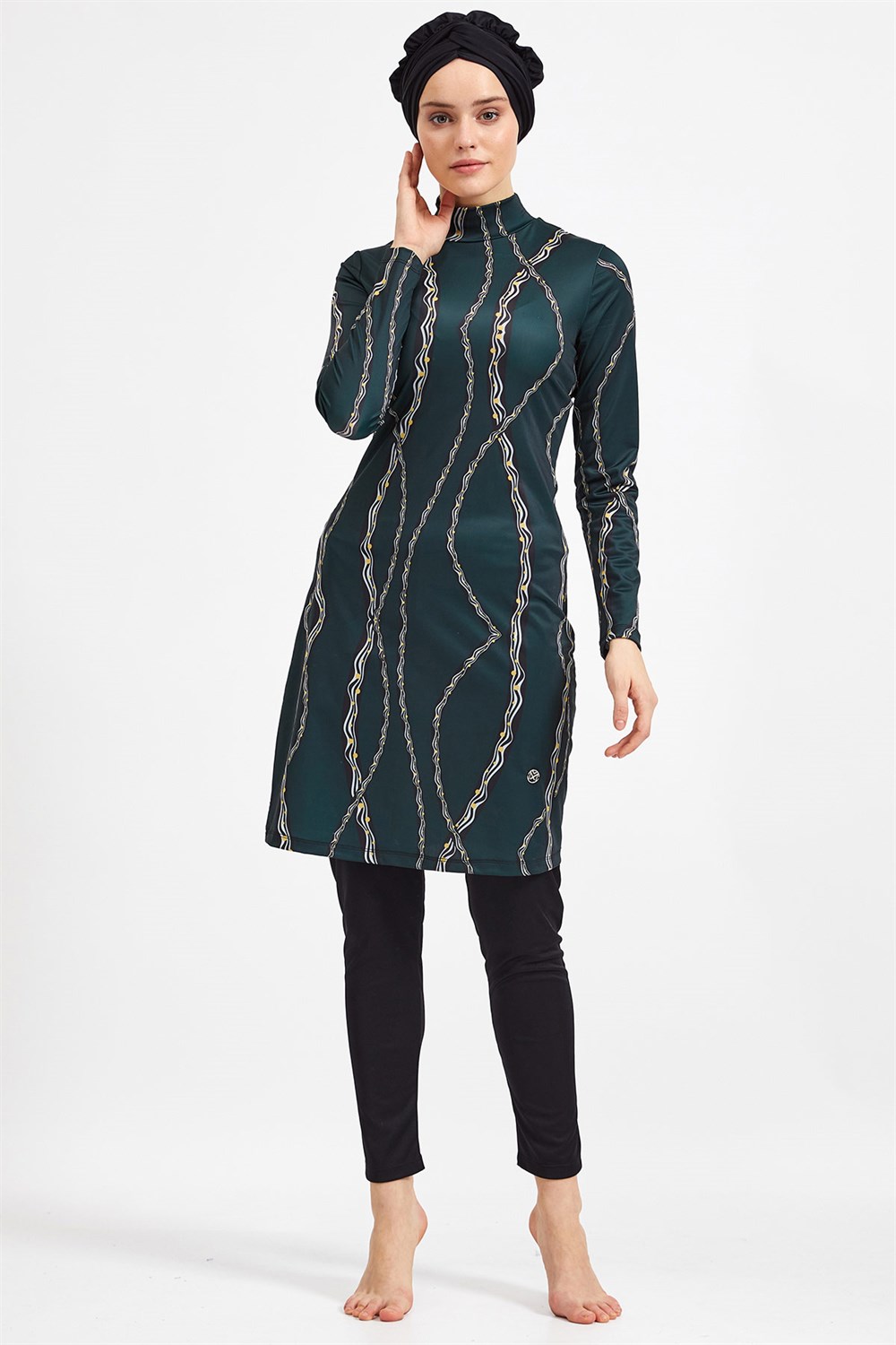 Likralı Tam Kapalı Tesettür Mayo Maresiva 0504 Siyah