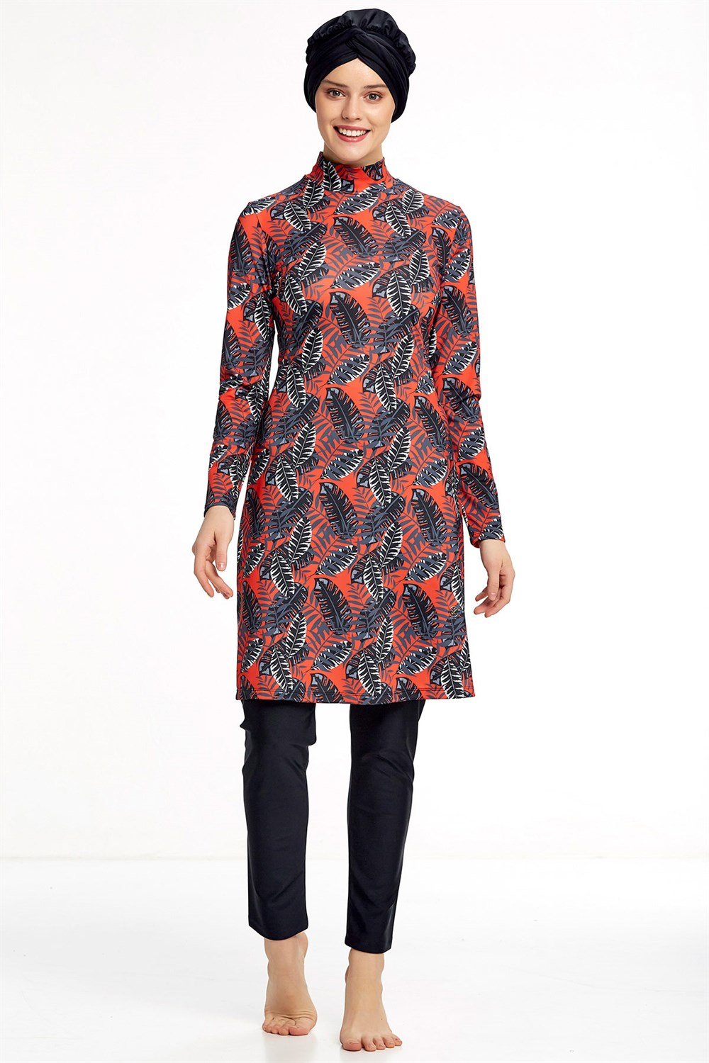 Likralı Tam Kapalı Tesettür Mayo Maresiva 0511 Siyah