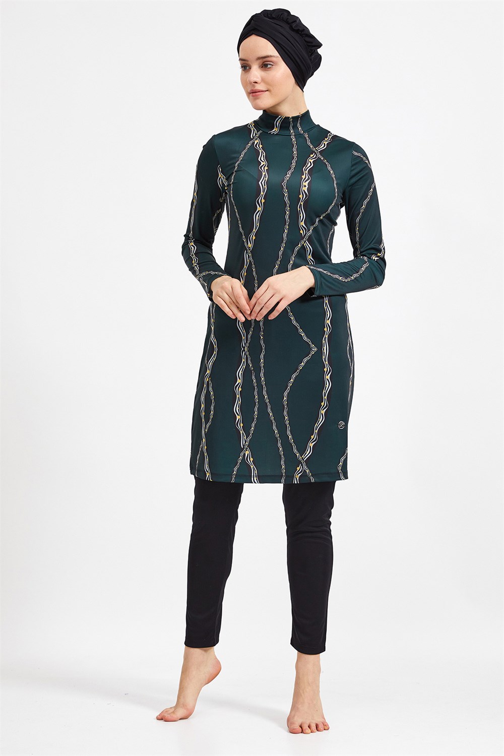 Likralı Tam Kapalı Tesettür Mayo Maresiva 0504 Siyah