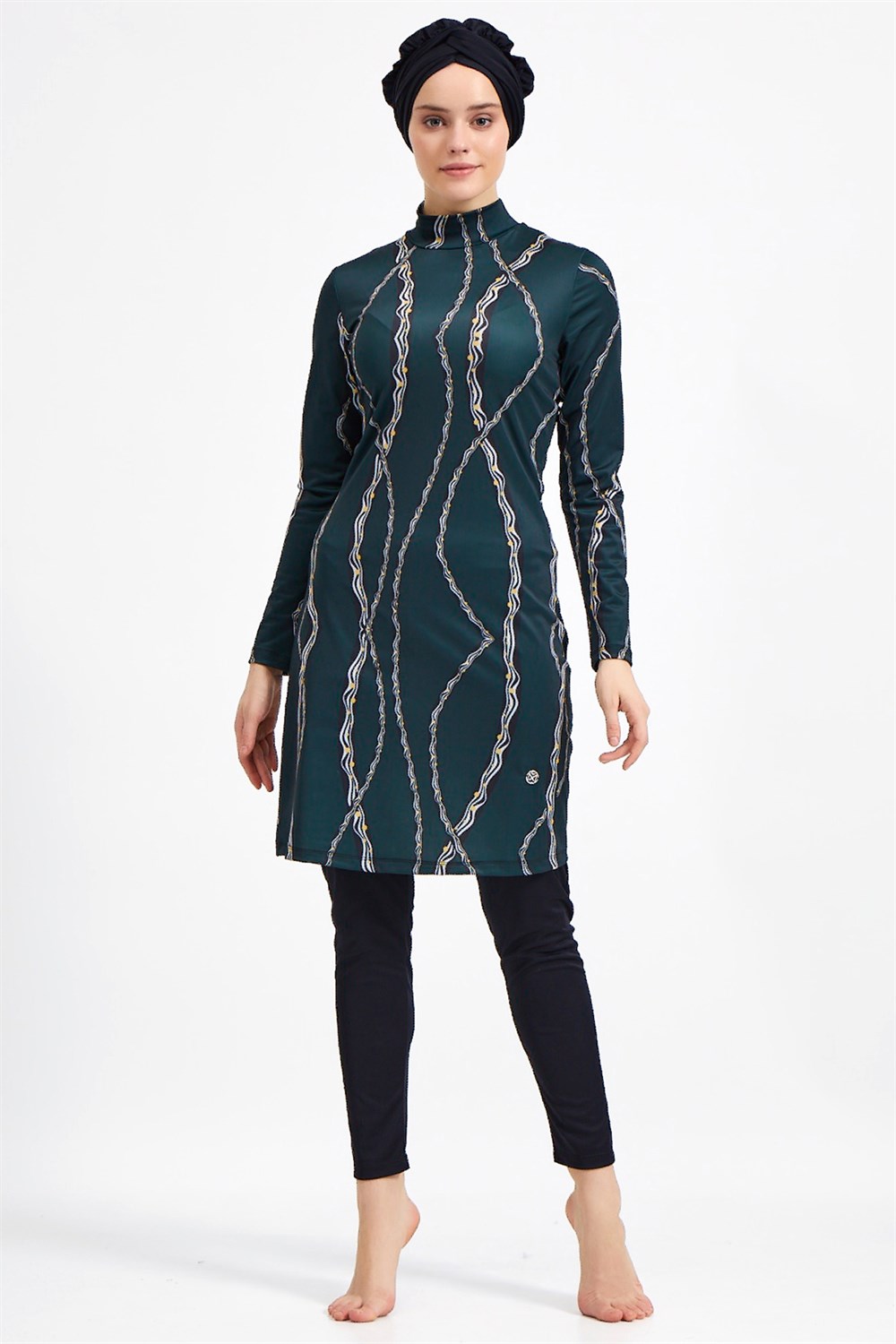 Likralı Tam Kapalı Tesettür Mayo Maresiva 0504 Siyah