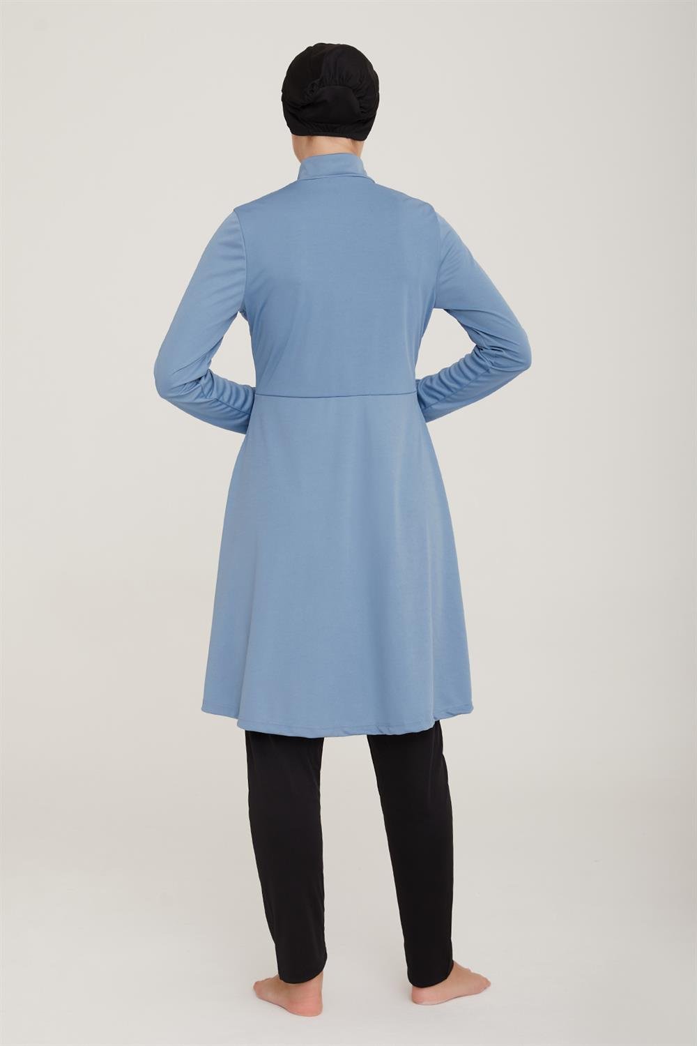 Likralı Tam Kapalı Tesettür Mayo Maysız Düz 9020 İndigo Remsa Mayo