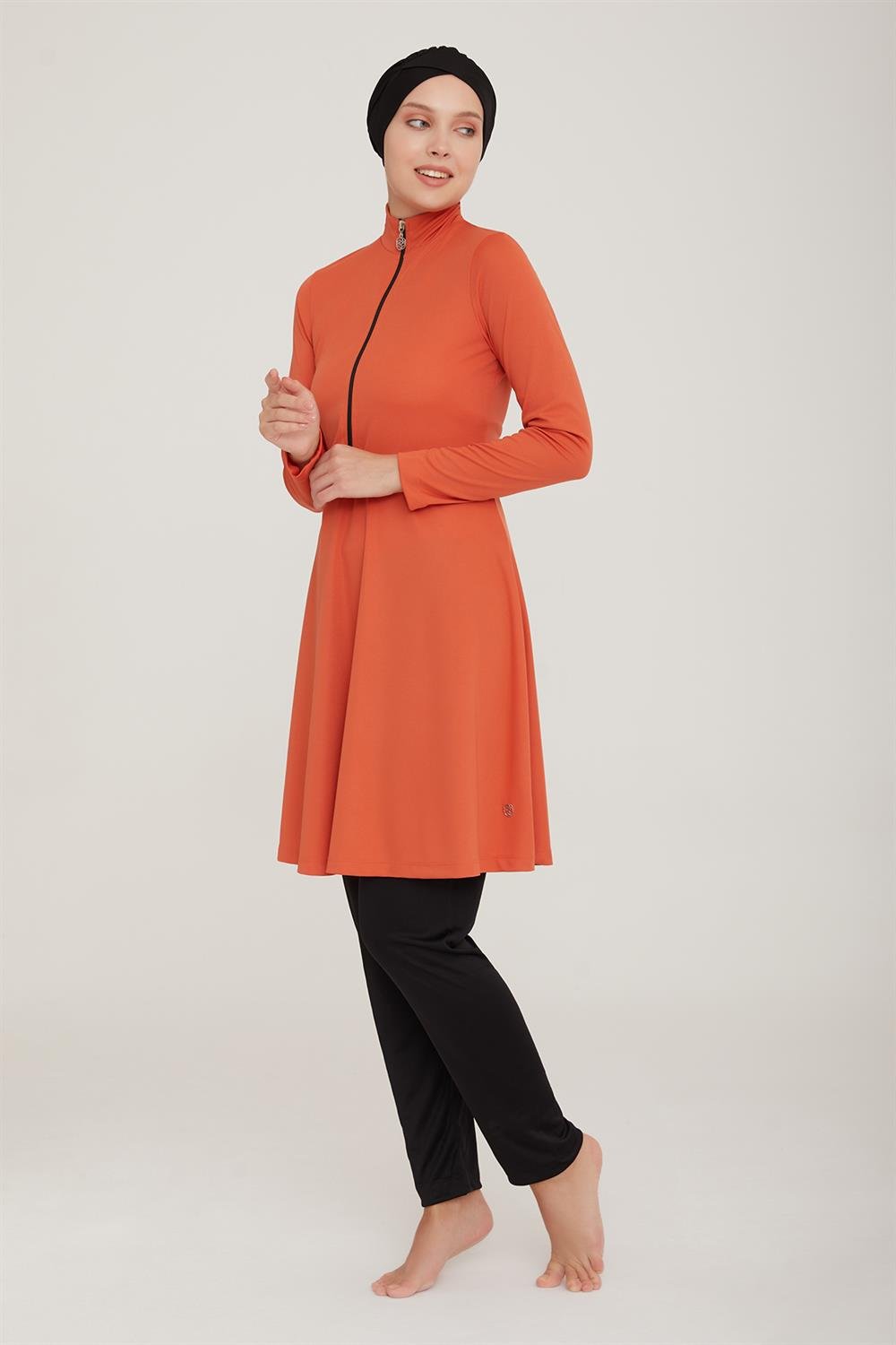 Likralı Tam Kapalı Tesettür Mayo Maysız Düz 9020 Tarçın Remsa Mayo