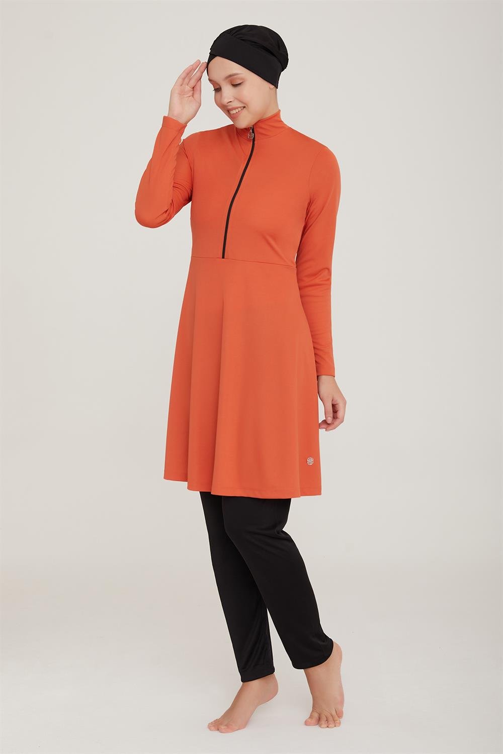 Likralı Tam Kapalı Tesettür Mayo Maysız Düz 9020 Tarçın Remsa Mayo