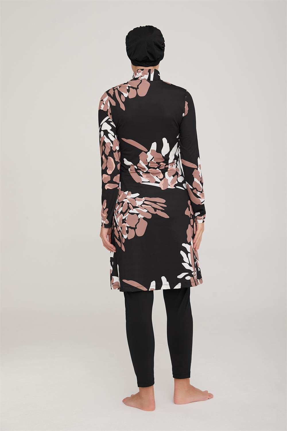 Likralı Tam Kapalı Tesettür Mayo Pıcass 8003 Siyah Remsa Mayo