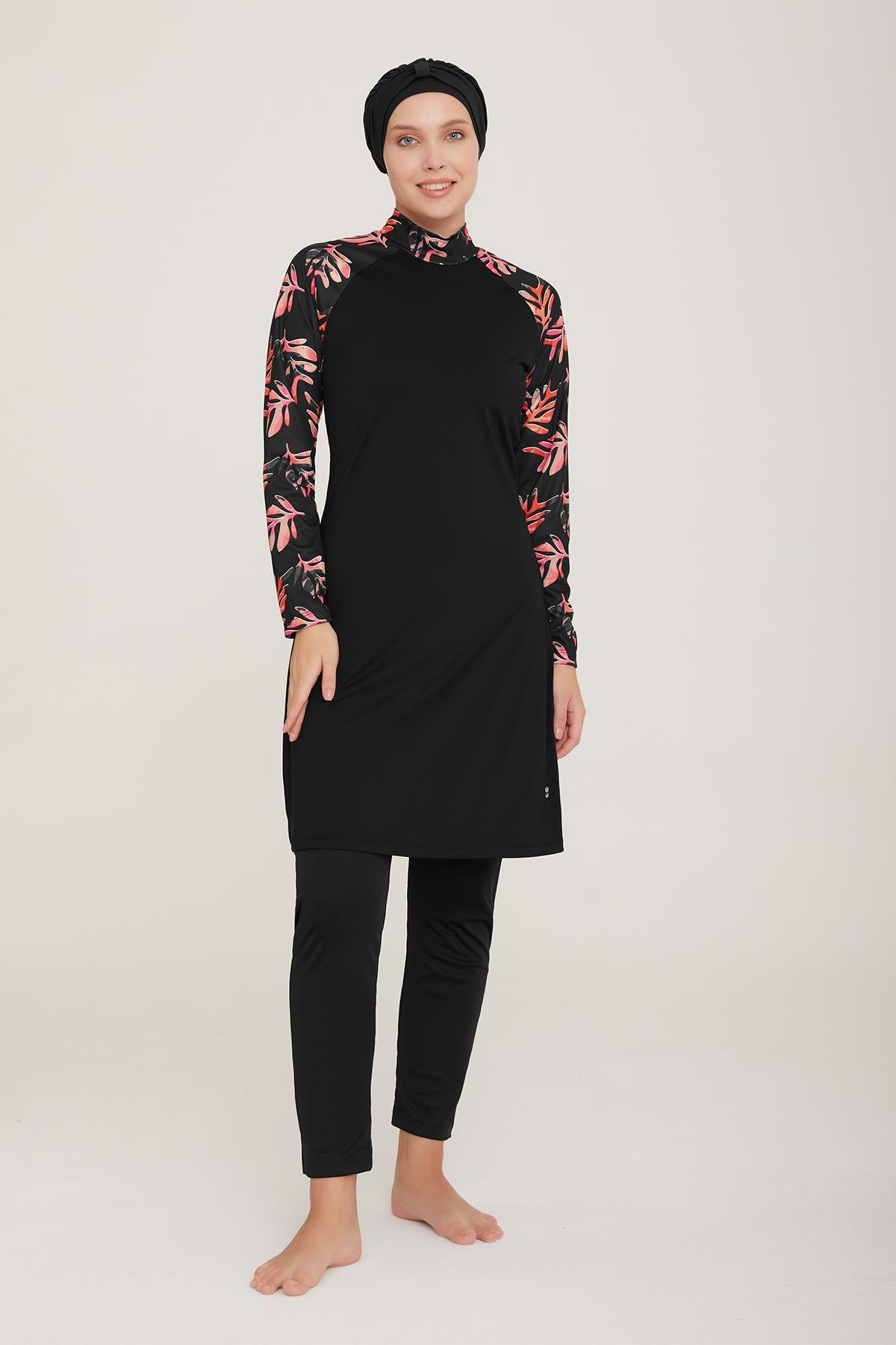 Likralı Tam Kapalı Tesettür Mayo Procyon 2 9014 Siyah Remsa Mayo