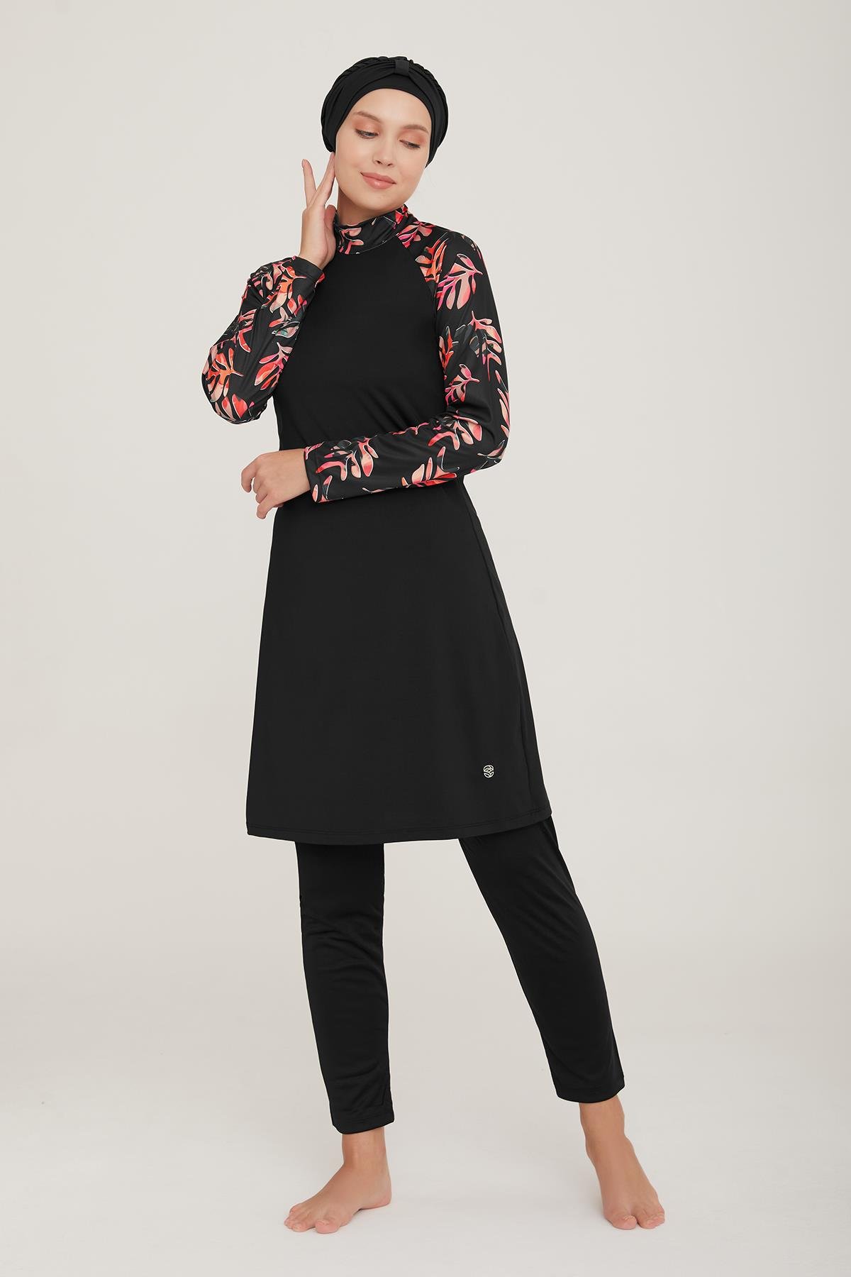 Likralı Tam Kapalı Tesettür Mayo Procyon 2 9014 Siyah Remsa Mayo