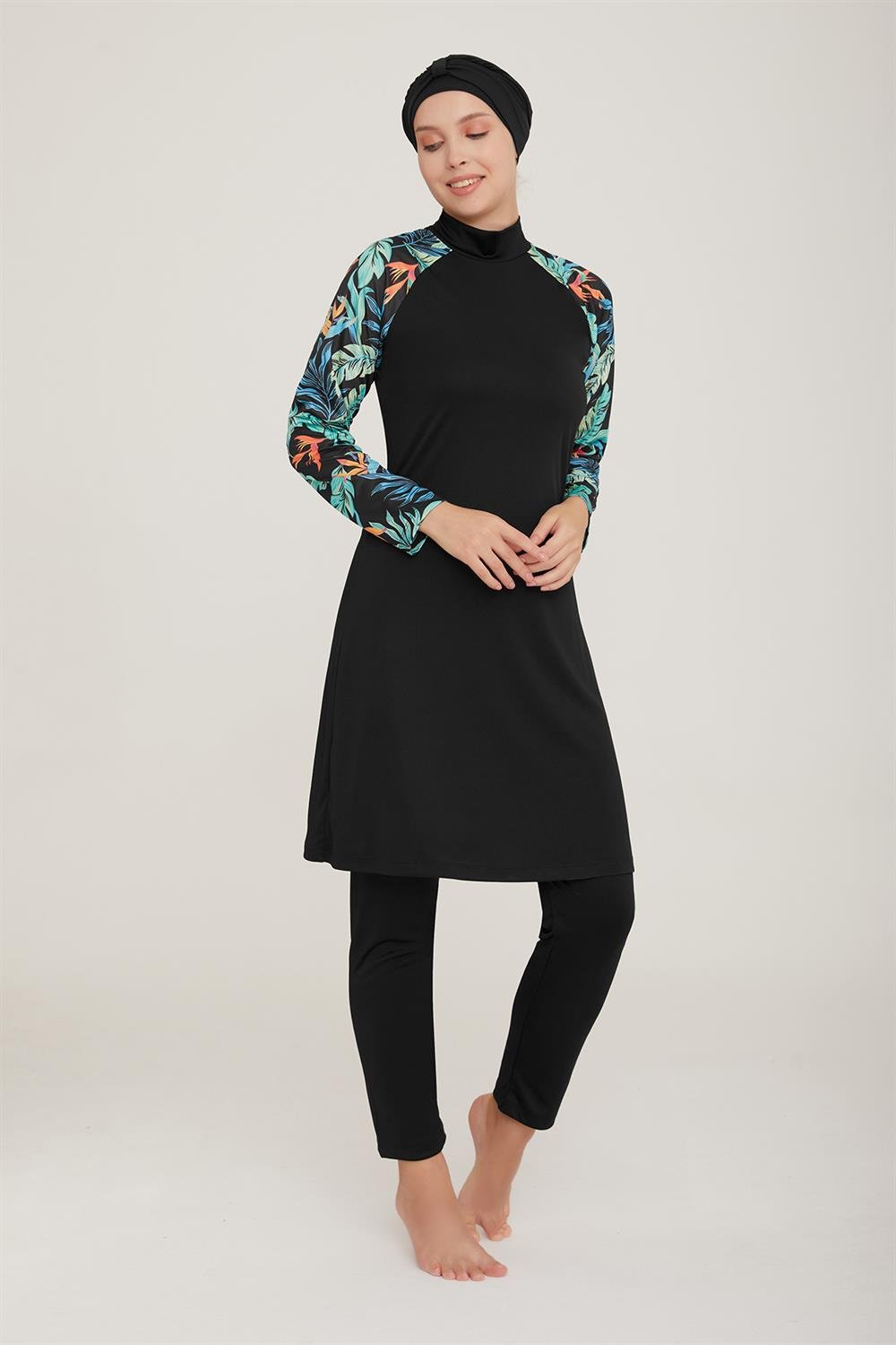 Likralı Tam Kapalı Tesettür Mayo Procyon 1 9015 Siyah Remsa Mayo