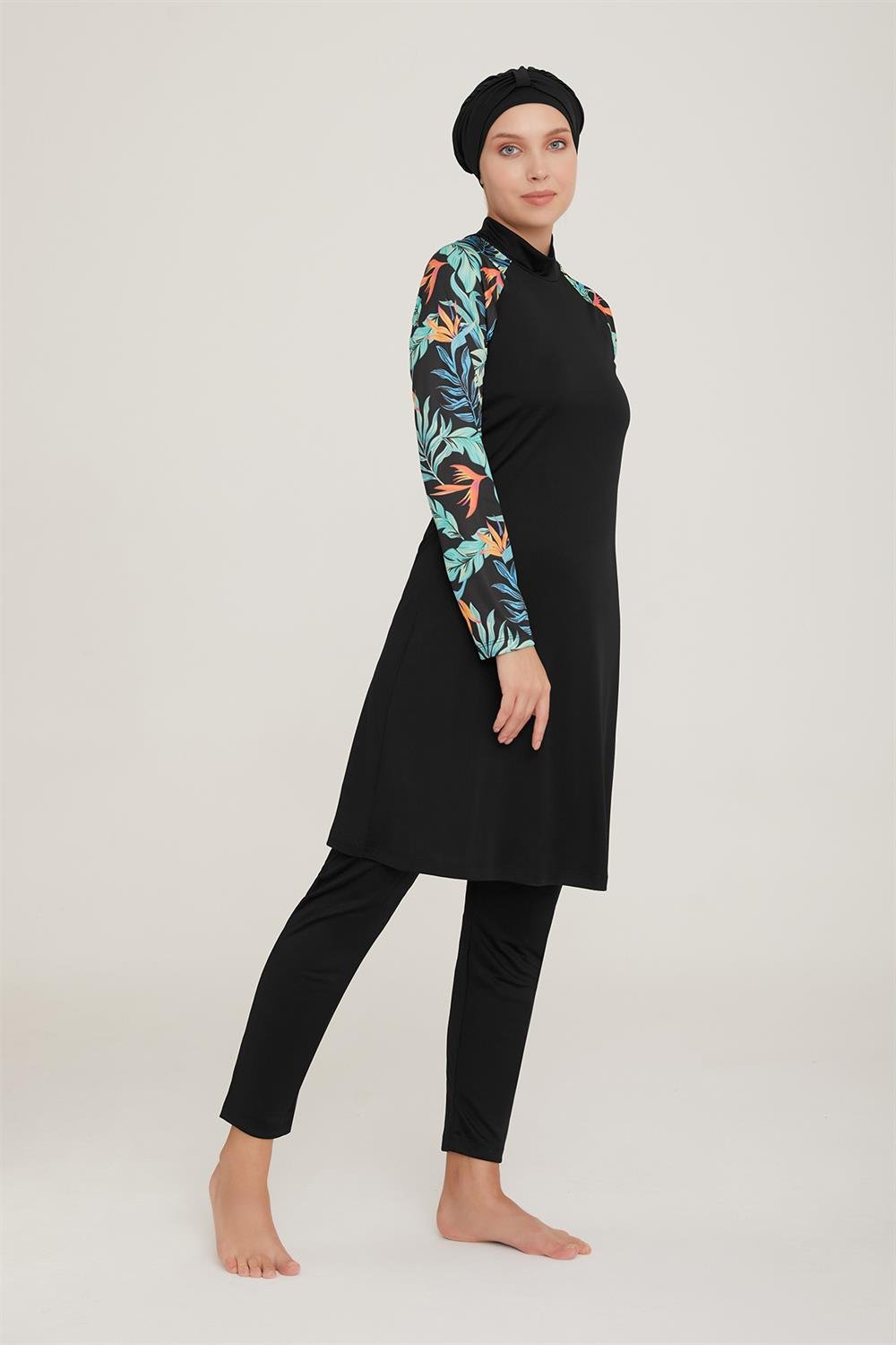 Likralı Tam Kapalı Tesettür Mayo Procyon 1 9015 Siyah Remsa Mayo