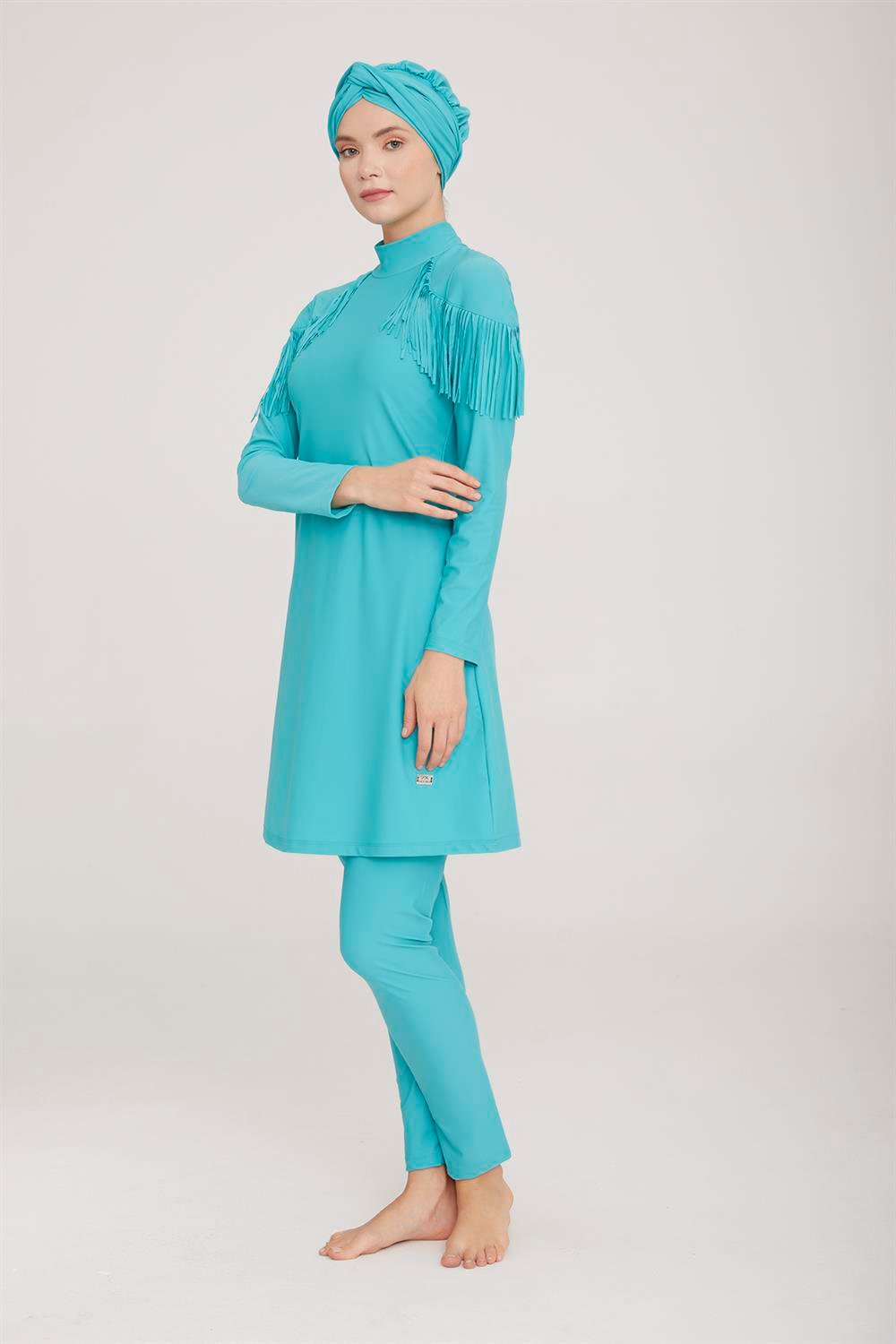 Likralı Tam Kapalı Tesettür Mayo Ramıra 4105 Mint Remsa Mayo