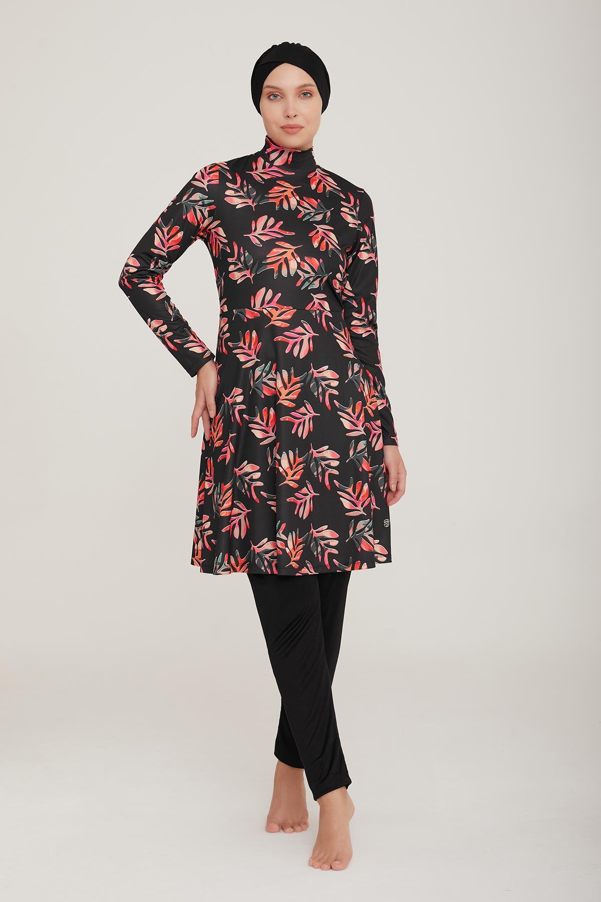 Likralı Tam Kapalı Tesettür Mayo Sanna 9008 Siyah Remsa Mayo