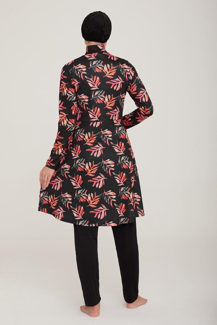 Likralı Tam Kapalı Tesettür Mayo Sanna 9008 Siyah Remsa Mayo