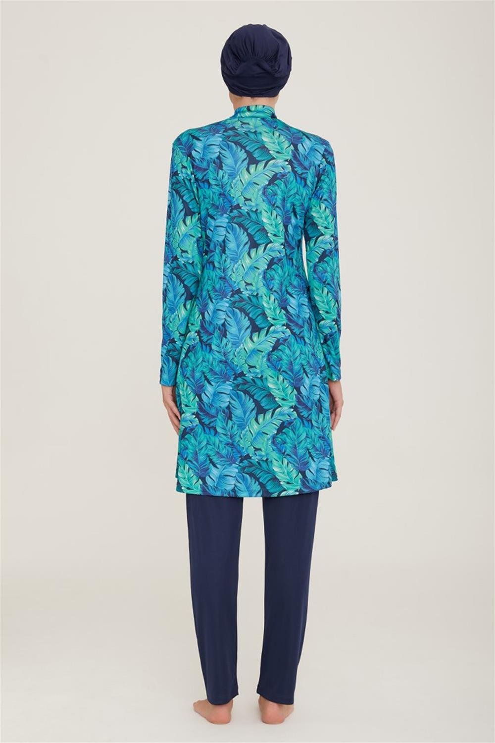 Likralı Tam Kapalı Tesettür Mayo Senga 0908 Koyu Lacivert Remsa Mayo