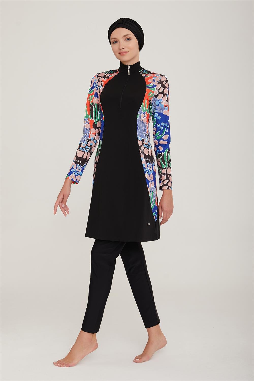 Likralı Tam Kapalı Tesettür Mayo Soft 3 4424 Siyah Remsa Mayo