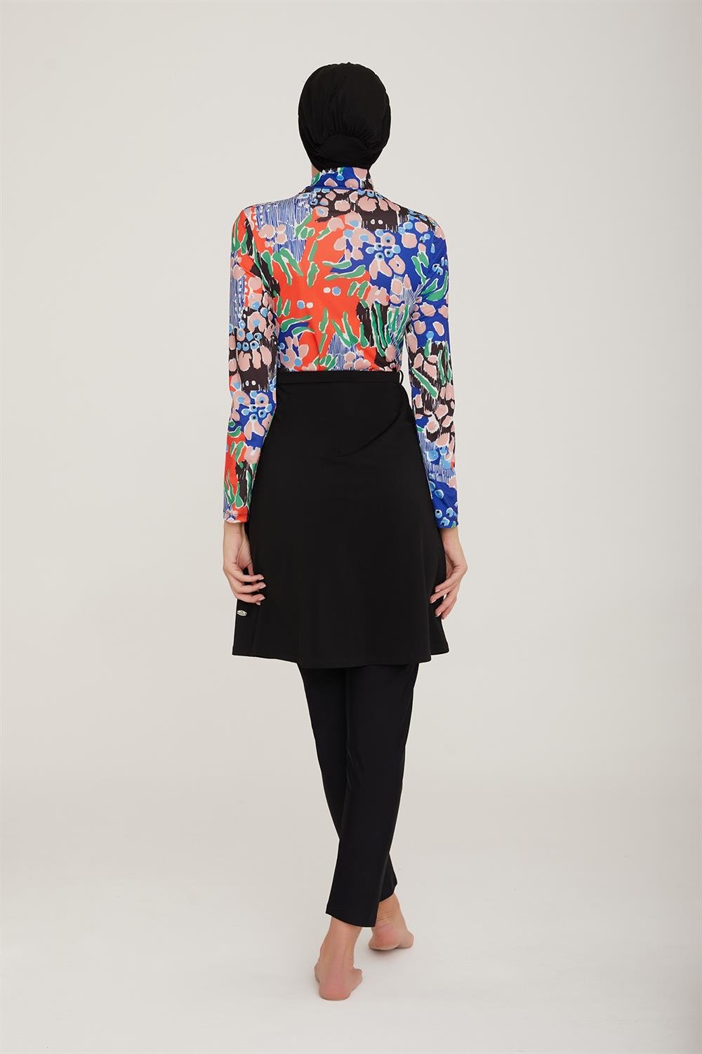 Likralı Tam Kapalı Tesettür Mayo Yoon 4407 Siyah Remsa Mayo